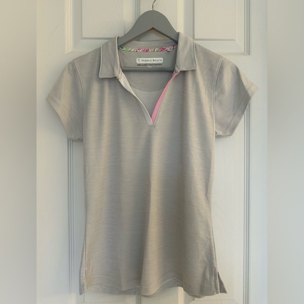 Pebble Beach Dry-Luxe Performance Polo Shirt Women’s Medium Gray